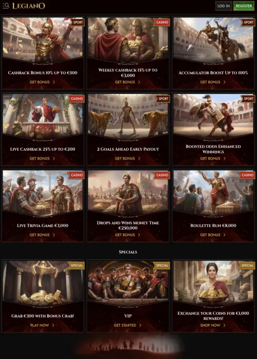 Exklusive Bonus Belohnungen Übersicht Legiano Casino